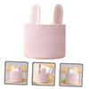 Amosfun Large Pink Cotton Rope Bunny-Ear Storage Basket view 4