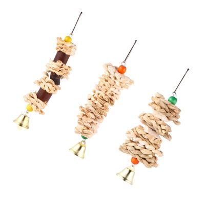 FRCOLOR 3-Piece Colorful Parrot Chew Toy
