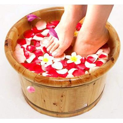 PUCHEN Wooden Foot Bath Bucket, Foot Basin for Home Foot Baths, Pedicures and Foot Soaks (42 × 28 × 25 cm)