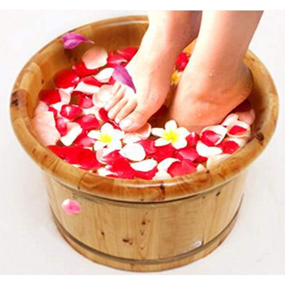 PUCHEN Wooden Foot Bath Bucket, Foot Basin for Home Foot Baths, Pedicures and Foot Soaks (42 × 28 × 25 cm)