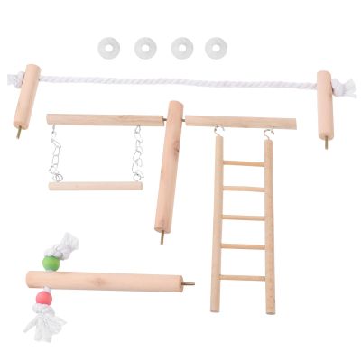 Wooden Parrot Swing for Cockatiels and Parrots, 1 Set
