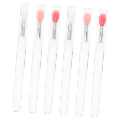 minkissy 2 Sets Silicone Lip Brushes with Covers, 6 Pieces per Set