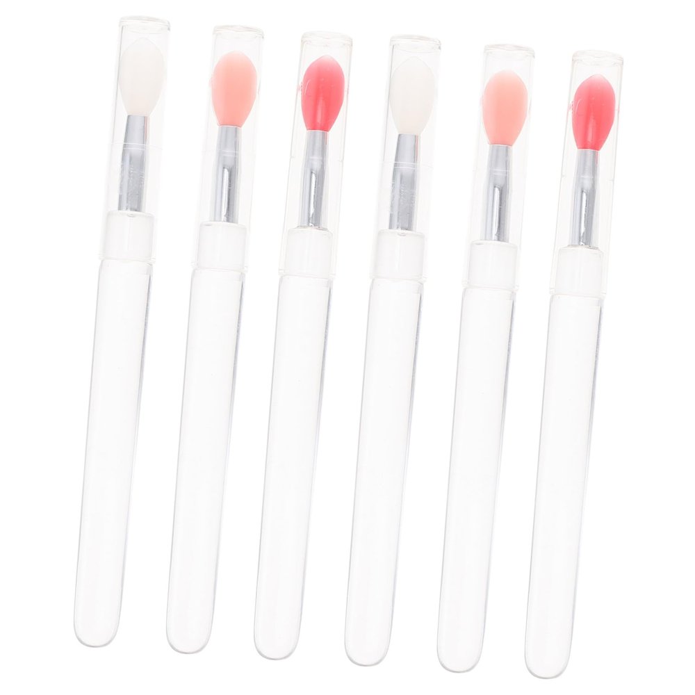 minkissy 2 Sets Silicone Lip Brushes with Covers, 6 Pieces per Set