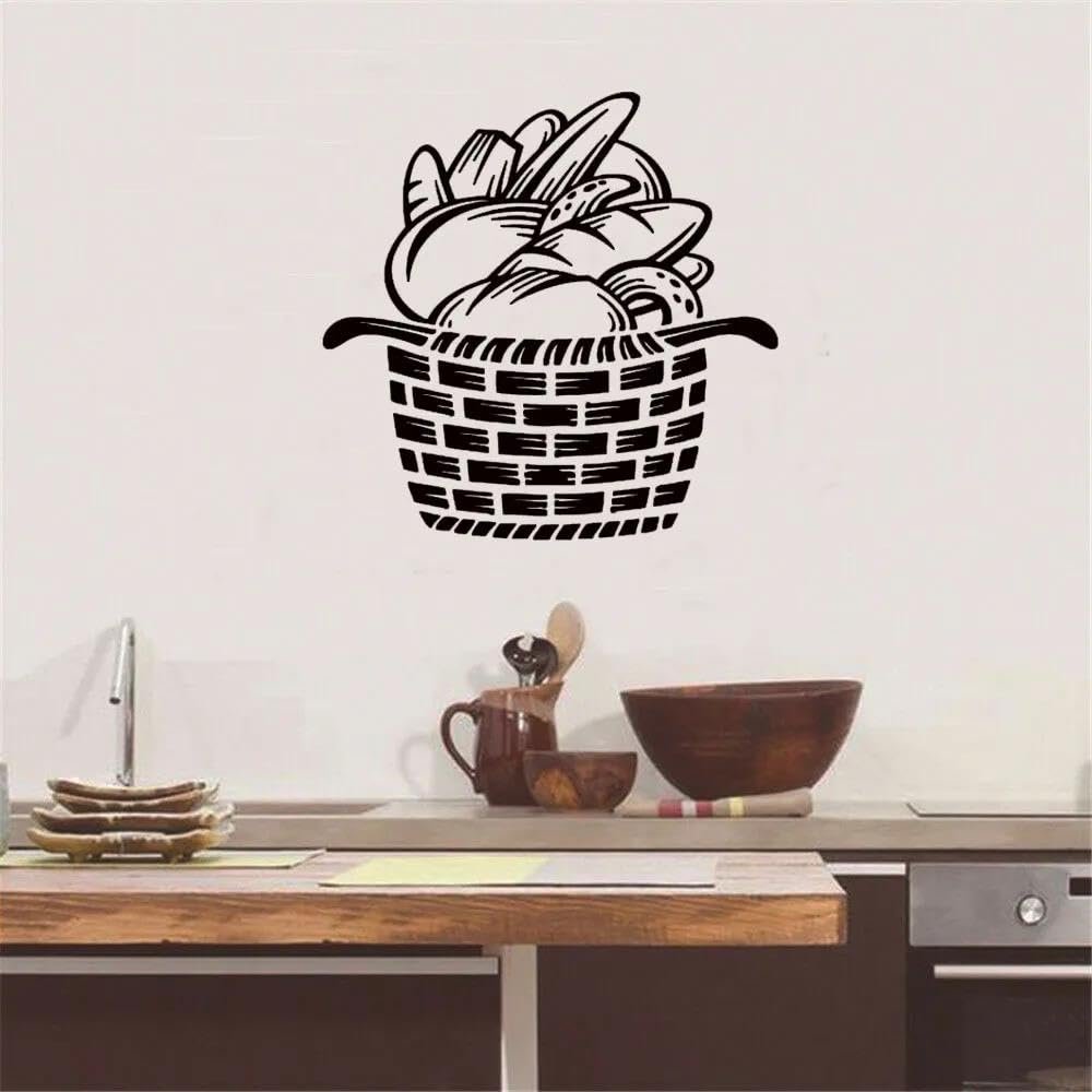 YOUSHIHUI Bread in Basket Kitchen Wall Decal, 58 × 58 cm