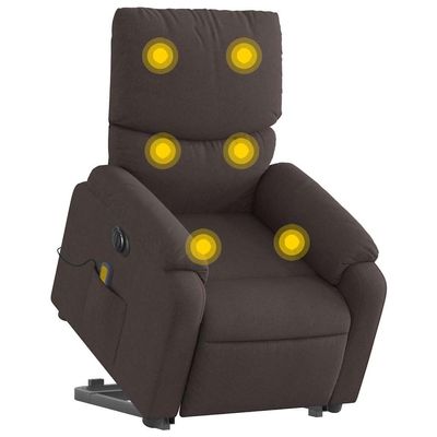 vidaXL Electric Lift Recliner Massage Chair Dark Brown Fabric
