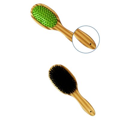 Double-Sided Dog Grooming Brush with Wooden Handle