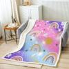 Homewish 150 x 200 cm Pink Glitter Rainbow Sherpa Blanket for Toddler Bed view 2