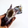 NIXCON Natural Crystal 1-Piece 4-Inch Agate Geode Dragon Head Crystal Skull for Home Decor and Energy view 4