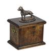 Art-Dog Custom Dog Sitting Statue Memorial Urn - Handcrafted Cold-Cast Bronze on Birch Base - Urn for Ashes - 29 x 21 x 38 cm - American Staffordshire Terrier (cropped) view 1