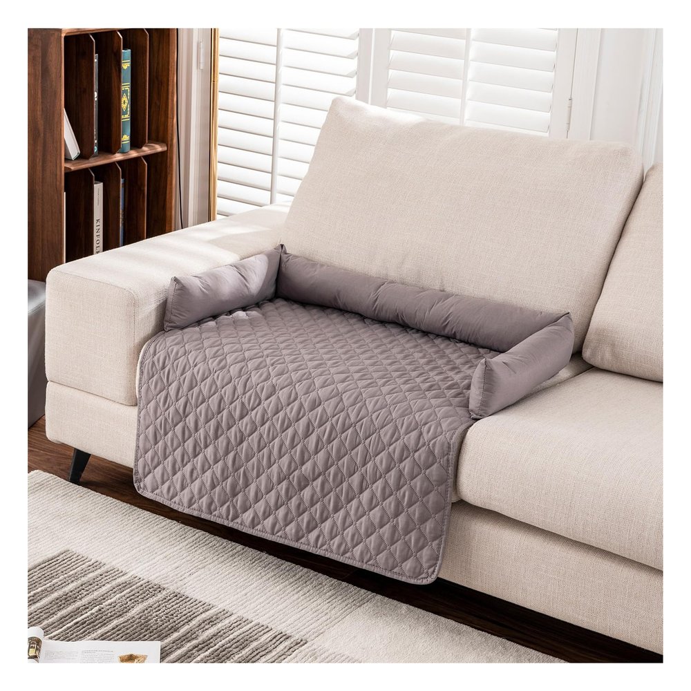Dog Sofa Blanket and Cat Cushion, Waterproof Couch Protector with Non-Slip Underside, 75 x 75 cm, Light Gray