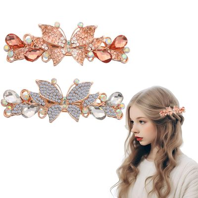 UHOMENY Sparkling Butterfly Hair Clips, 2-Pack, White and Yellow