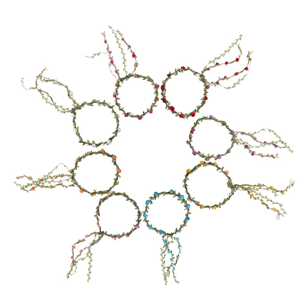 HAPINARY 8-Piece Handwoven Rose Flower Headbands with Braided Design