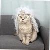 BUGUUYO Cat Veil with Crown - Adjustable Wedding Accessory for Cats view 3