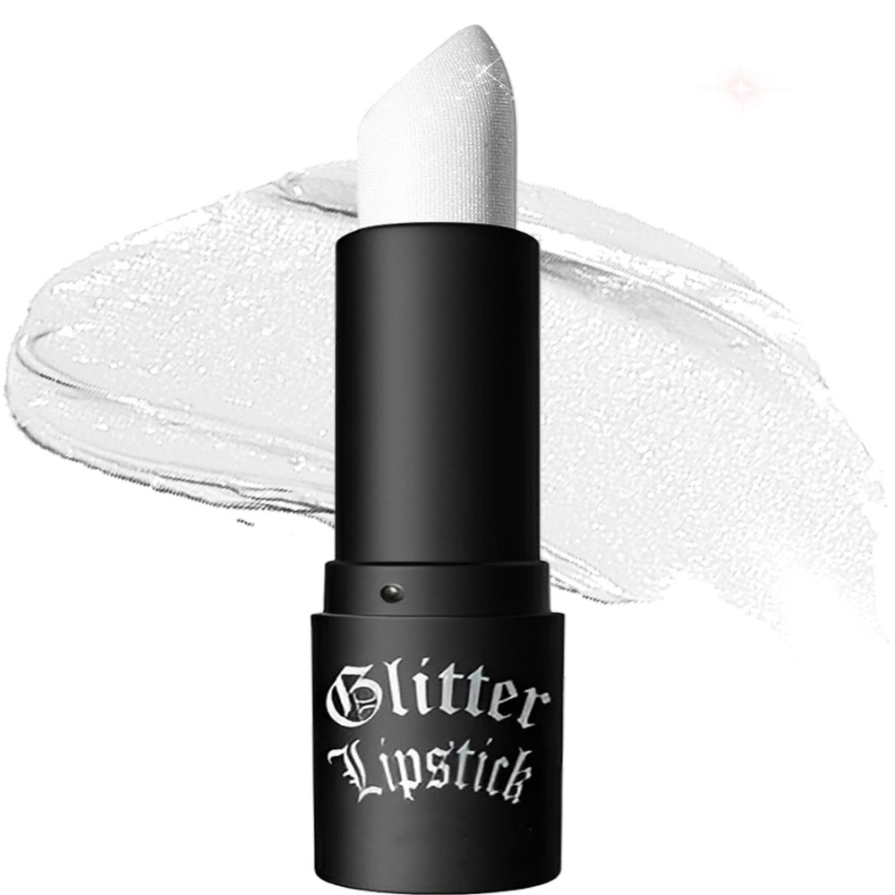 White Glitter Lipstick, Diamond Long-Lasting Lipstick for Women