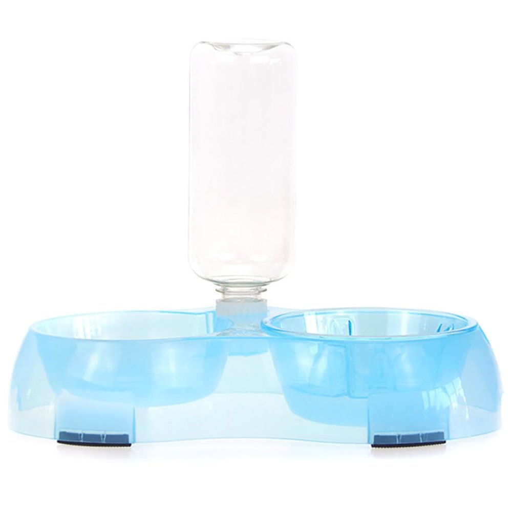 Automatic Feeding Setup for Kittens: Removable Double Plastic Bowls with Slow Feeder Design and Water Bowl