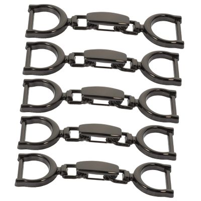 Fashionable Metal Shoe Buckles with Chain, Black, 5-Piece Set