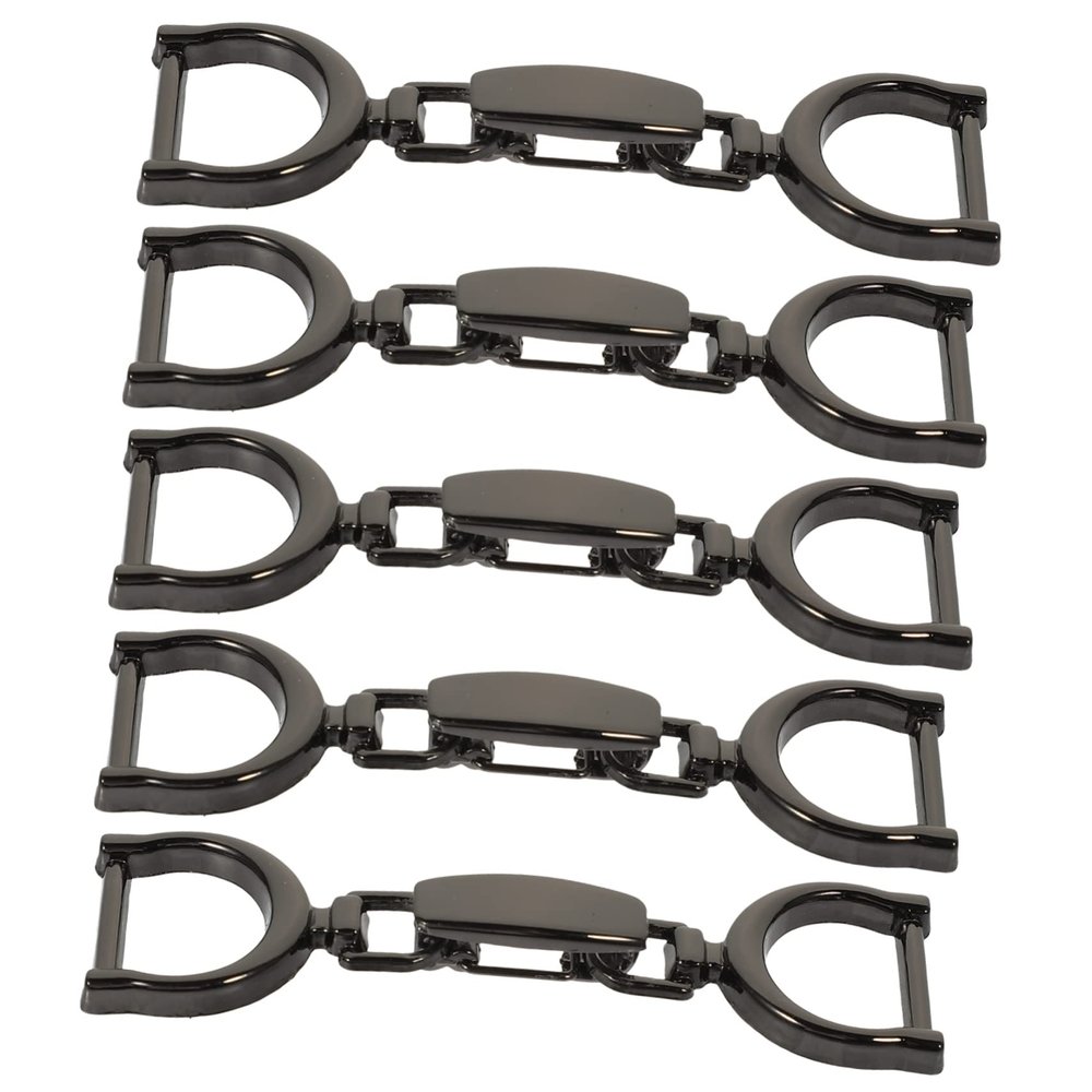 Fashionable Metal Shoe Buckles with Chain, Black, 5-Piece Set