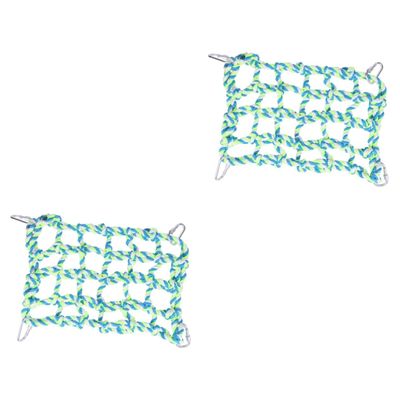 FRCOLOR 2-Piece Colorful Climbing Net Toys, Safe Durable Hammock for Parrots, Hamsters and Other Small Pets