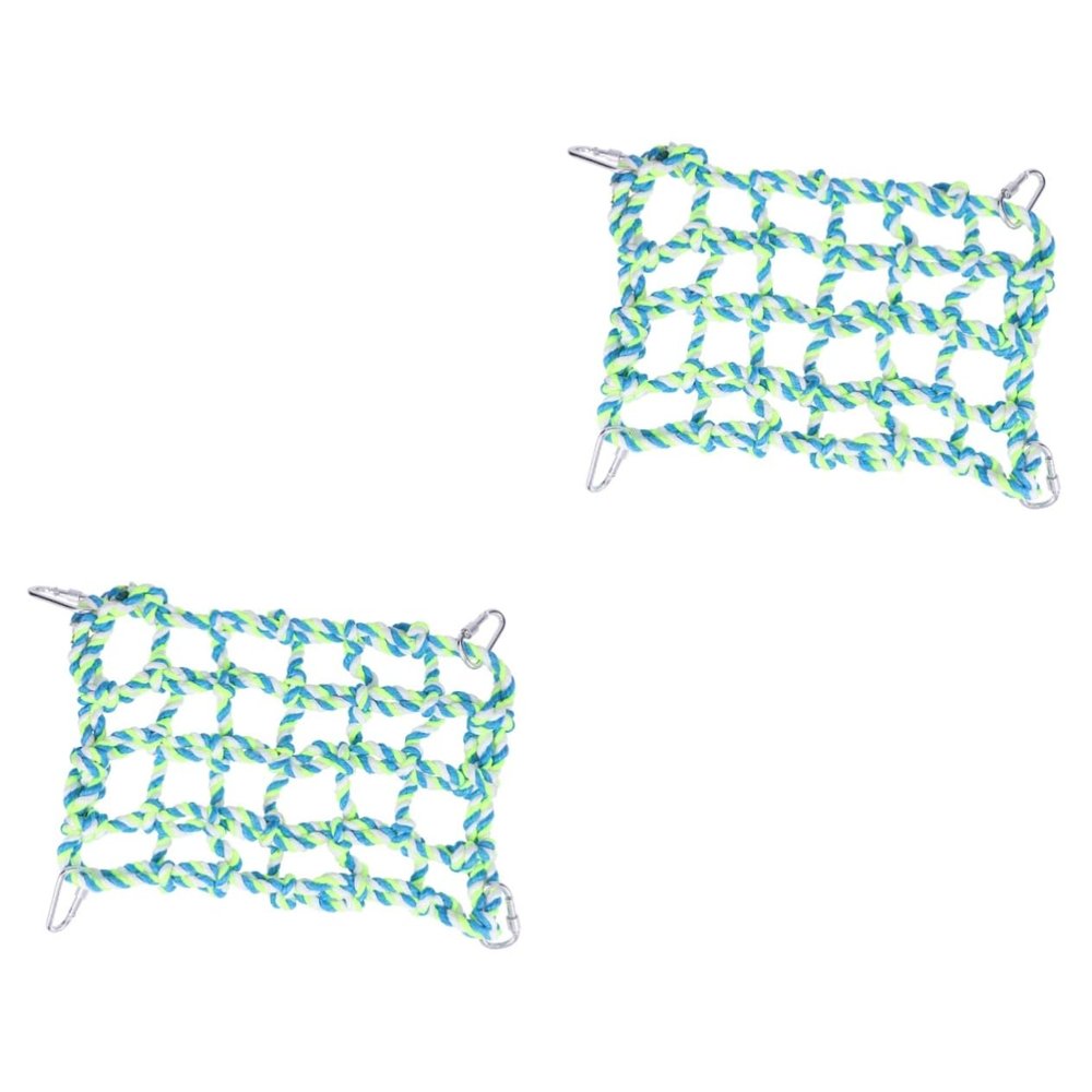 FRCOLOR 2-Piece Colorful Climbing Net Toys, Safe Durable Hammock for Parrots, Hamsters and Other Small Pets