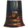 MDATT Fleece Throw Blanket with Autumn Pumpkin Print, 152.4 x 203.2 cm, Plush Flannel Blanket for Sofa, Couch, or Bed view 2