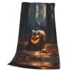 MDATT Fleece Throw Blanket with Autumn Pumpkin Print, 152.4 x 203.2 cm, Plush Flannel Blanket for Sofa, Couch, or Bed view 3