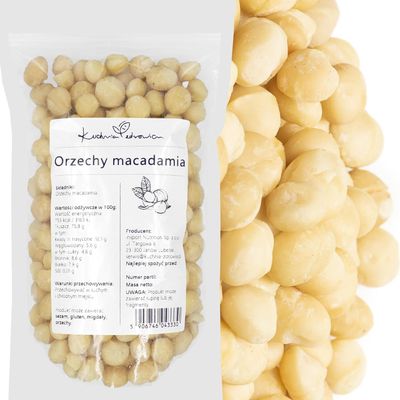 Unsalted Macadamia Nuts, 500 g | High-Fiber & Vegan | KUCHNIA ZDROWIA