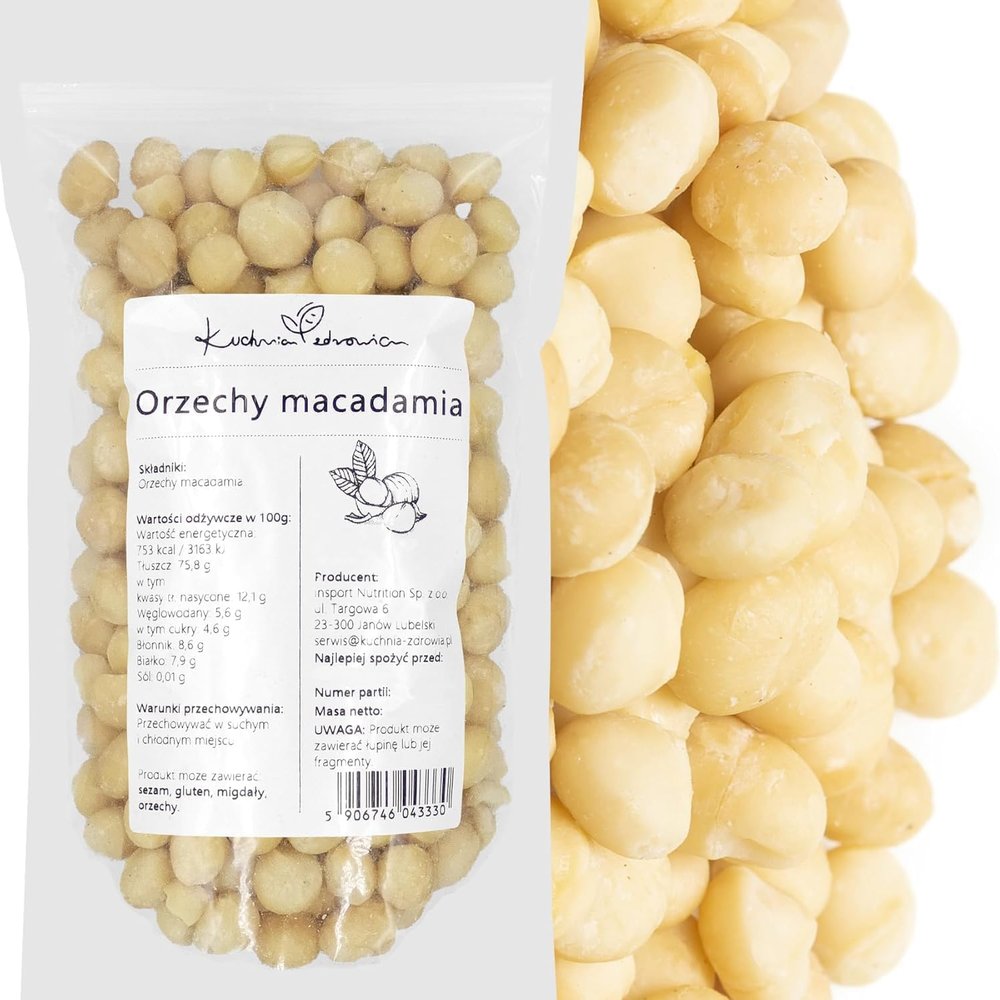 Unsalted Macadamia Nuts, 500 g | High-Fiber & Vegan | KUCHNIA ZDROWIA
