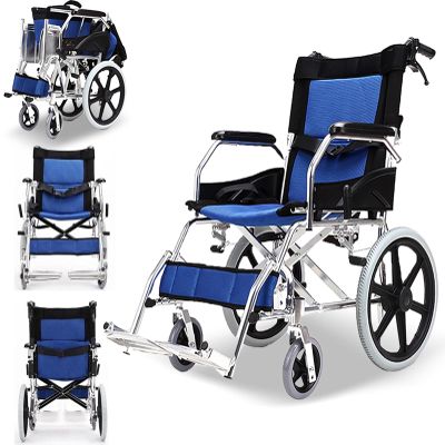 Bueuwe Lightweight Folding Wheelchair, 44.5 cm Seat Width, for Seniors and Travel