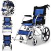 Bueuwe Lightweight Folding Wheelchair, 44.5 cm Seat Width, for Seniors and Travel view 1