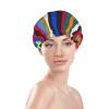 Women's Shower Caps with Colored Stripes and Vertical Print view 3