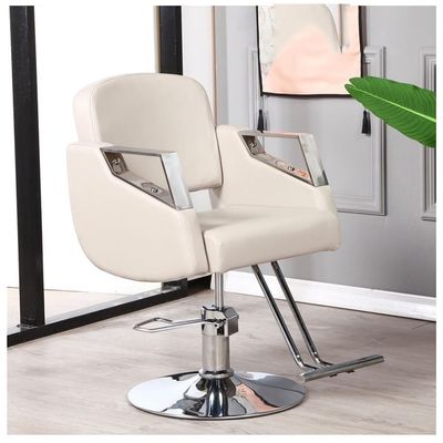 IBOWZ Barber Chair, 360° Swivel Hydraulic Leather Styling Chair for Beauty Spas, Tattoo Studios and Barbershops, White