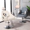 IBOWZ Barber Chair, 360° Swivel Hydraulic Leather Styling Chair for Beauty Spas, Tattoo Studios and Barbershops, White view 4