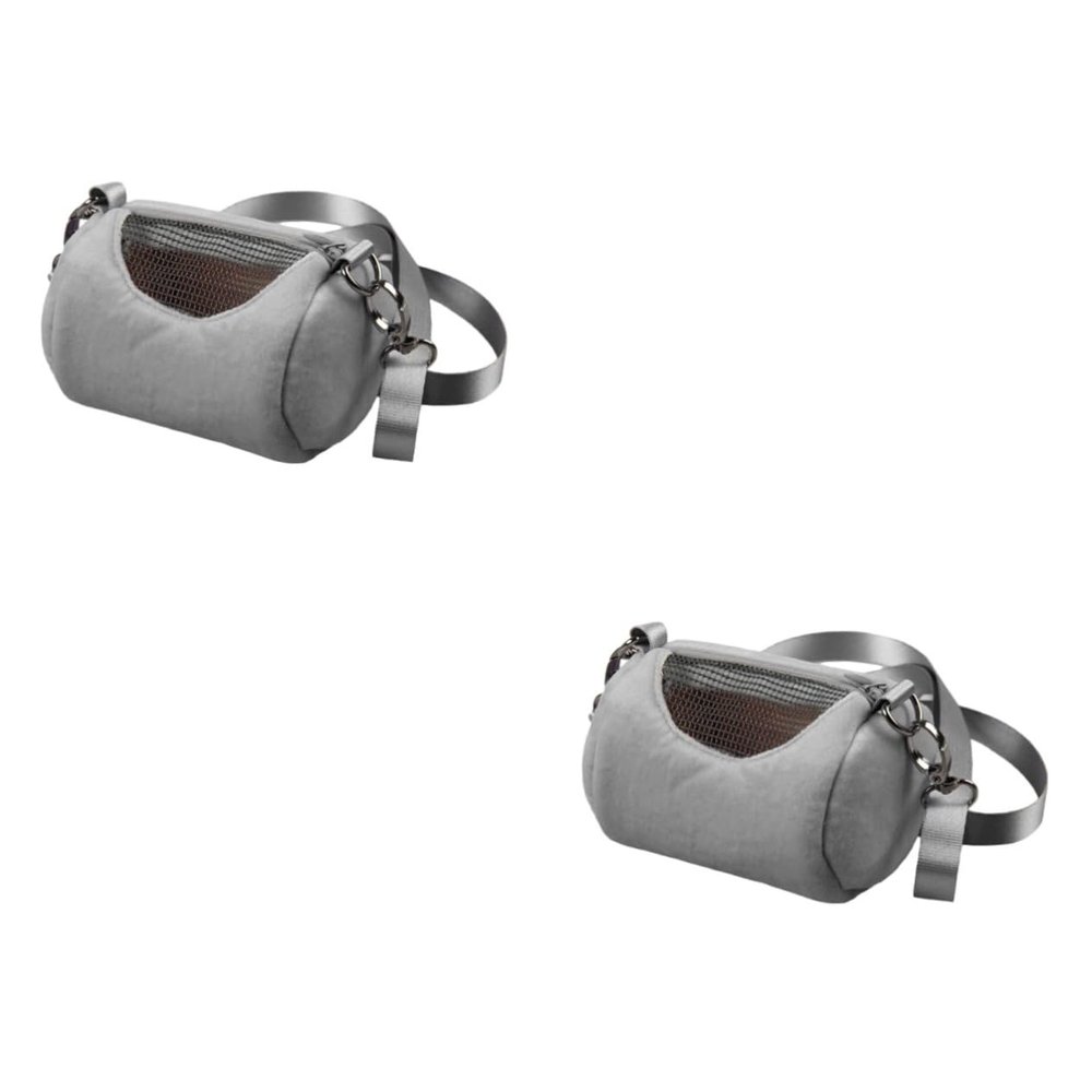 FOMIYES 2-Piece Portable Gray Hamster Carrier Shoulder Bag