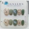 3D Flower Long Press-On Artificial Nails, Nude Glitter, Full Coverage (Size S) view 1