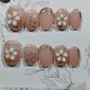 NALoRa Short Luxury Press-On Nails, Full-Coverage Glitter False Nail Tips with Pink Flowers, Nude, Size L view 1