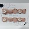 NALoRa Short Luxury Press-On Nails, Full-Coverage Glitter False Nail Tips with Pink Flowers, Nude, Size L view 2