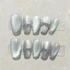 Long Luxury Press-On Nails, Full-Coverage Glitter Tips, Purple Cat-Eye, Size M view 1