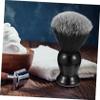 DOITOOL Men's Shaving Brush with Black Synthetic Nylon Bristles and Ergonomic Wooden Handle view 4