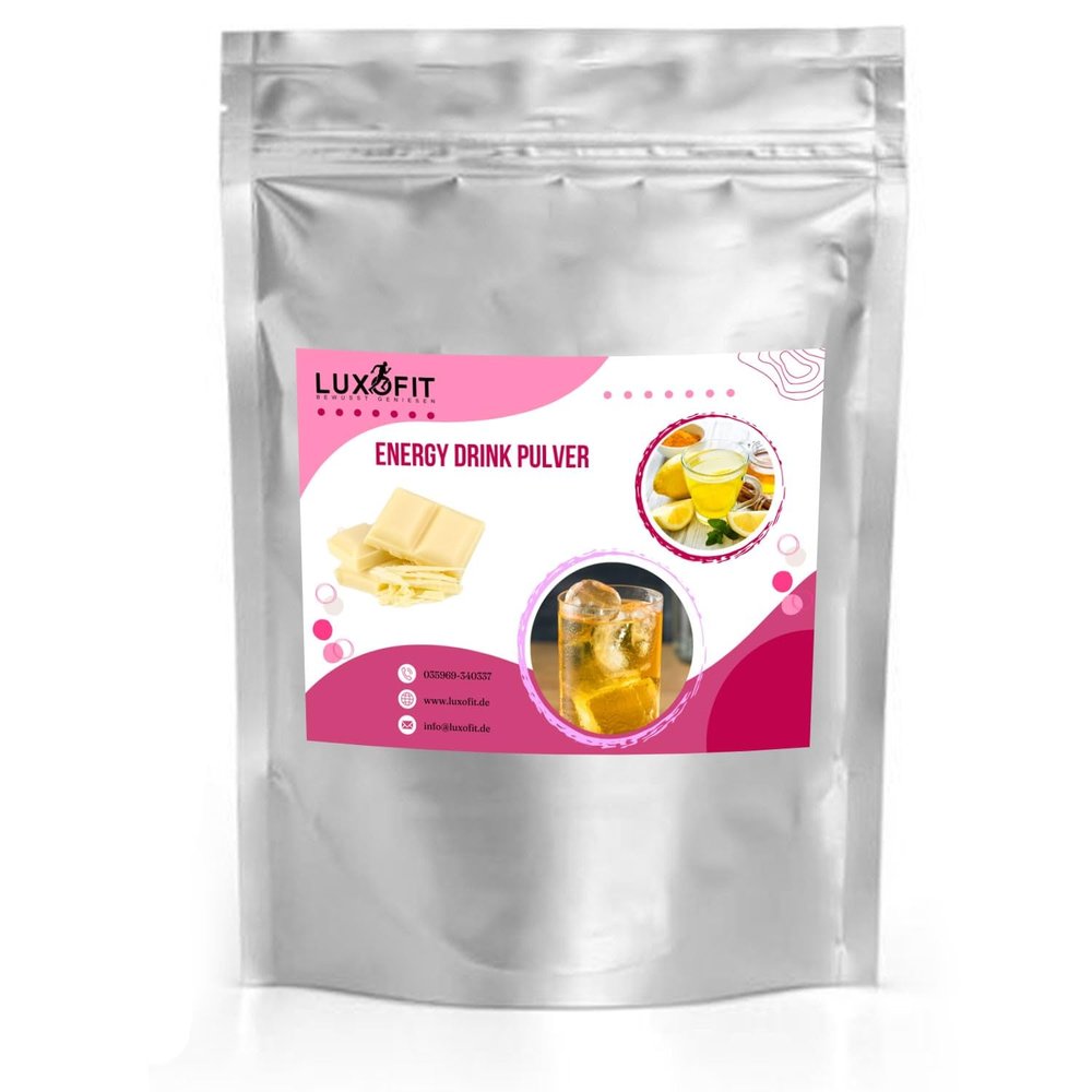 Luxofit White Chocolate Energy Drink Powder, Allergen-Free, Natural Colors, Quick Preparation, Full Flavor, Taurine-Containing Beverage Powder (333 g)