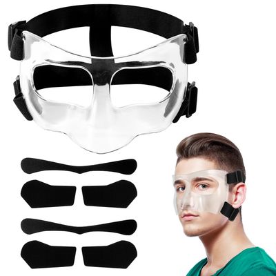 Adjustable Transparent Protective Mask for Broken Nose, Breathable Face Guard for Adults and Teens