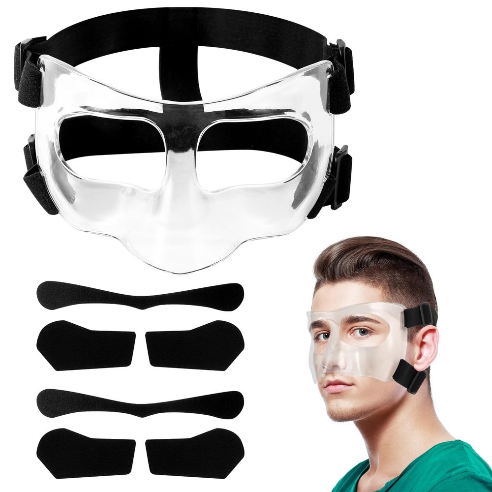 Adjustable Transparent Protective Mask for Broken Nose, Breathable Face Guard for Adults and Teens