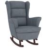 Camerina Rocking Chair and Ottoman with Wooden Legs, Dark Gray Velvet view 4