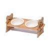 Height-Adjustable Elevated Cat Bowls, 15° Angled, with Natural Bamboo Stand and Quality Ceramic Bowls for Cats or Puppies (2 Bowls) view 1