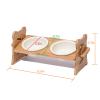 Height-Adjustable Elevated Cat Bowls, 15° Angled, with Natural Bamboo Stand and Quality Ceramic Bowls for Cats or Puppies (2 Bowls) view 4