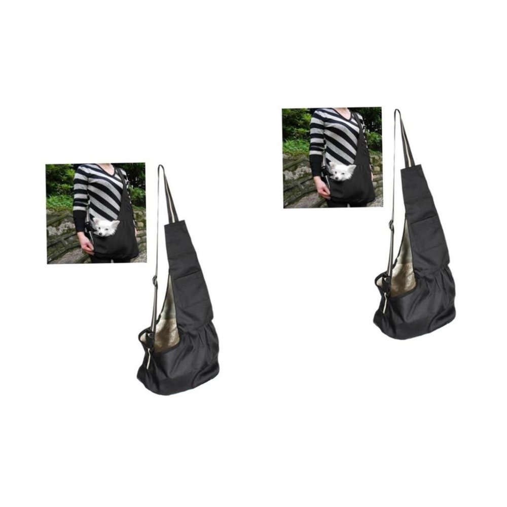 FOMIYES 2-Piece Oxford Cloth Sling Bag for Pets, Size S, Black