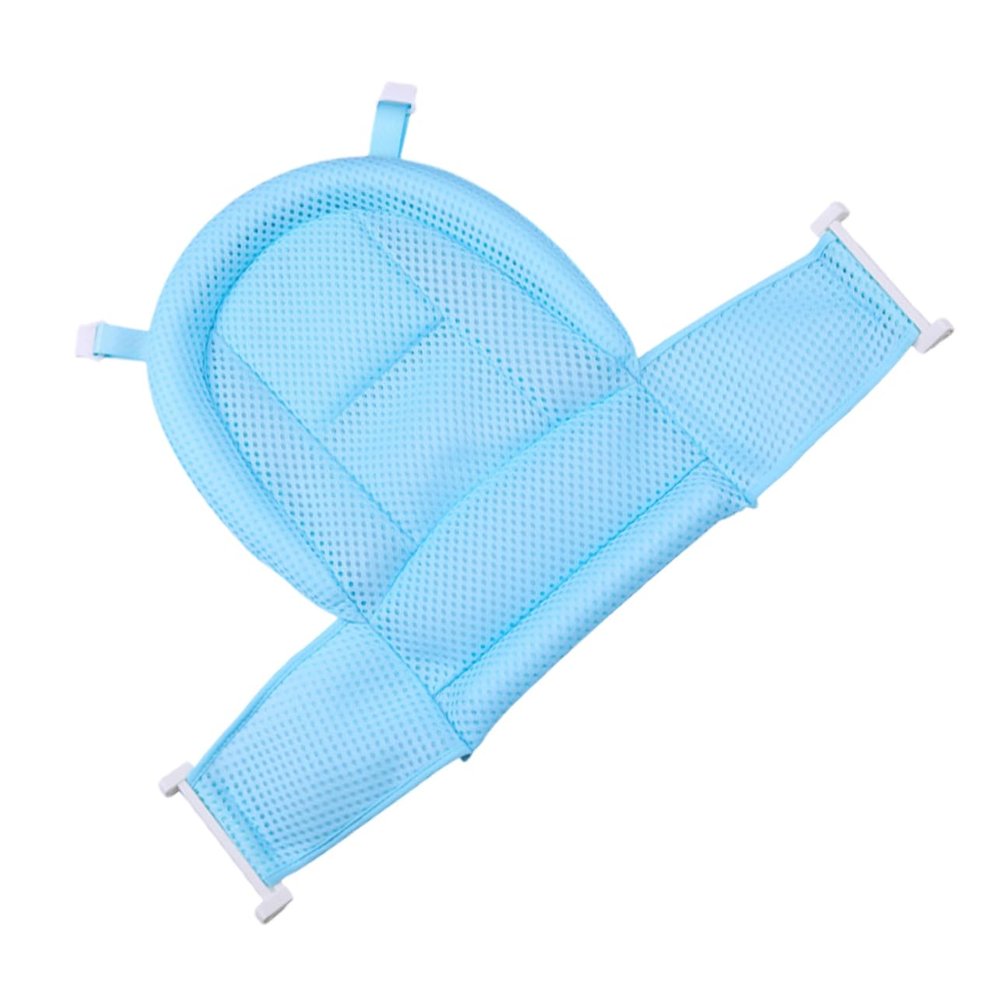 KOMBIUDA 4-Piece Baby Bath Net, Plastic and Cotton, Breathable, with Hooks, Blue