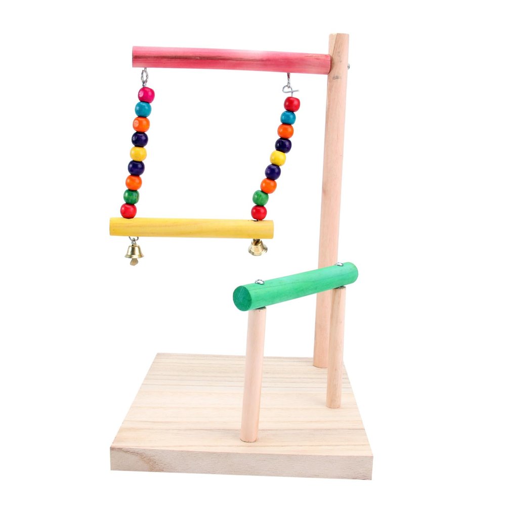 FOMIYES Parrot Playground with Swing, Natural Wood Bird Toy