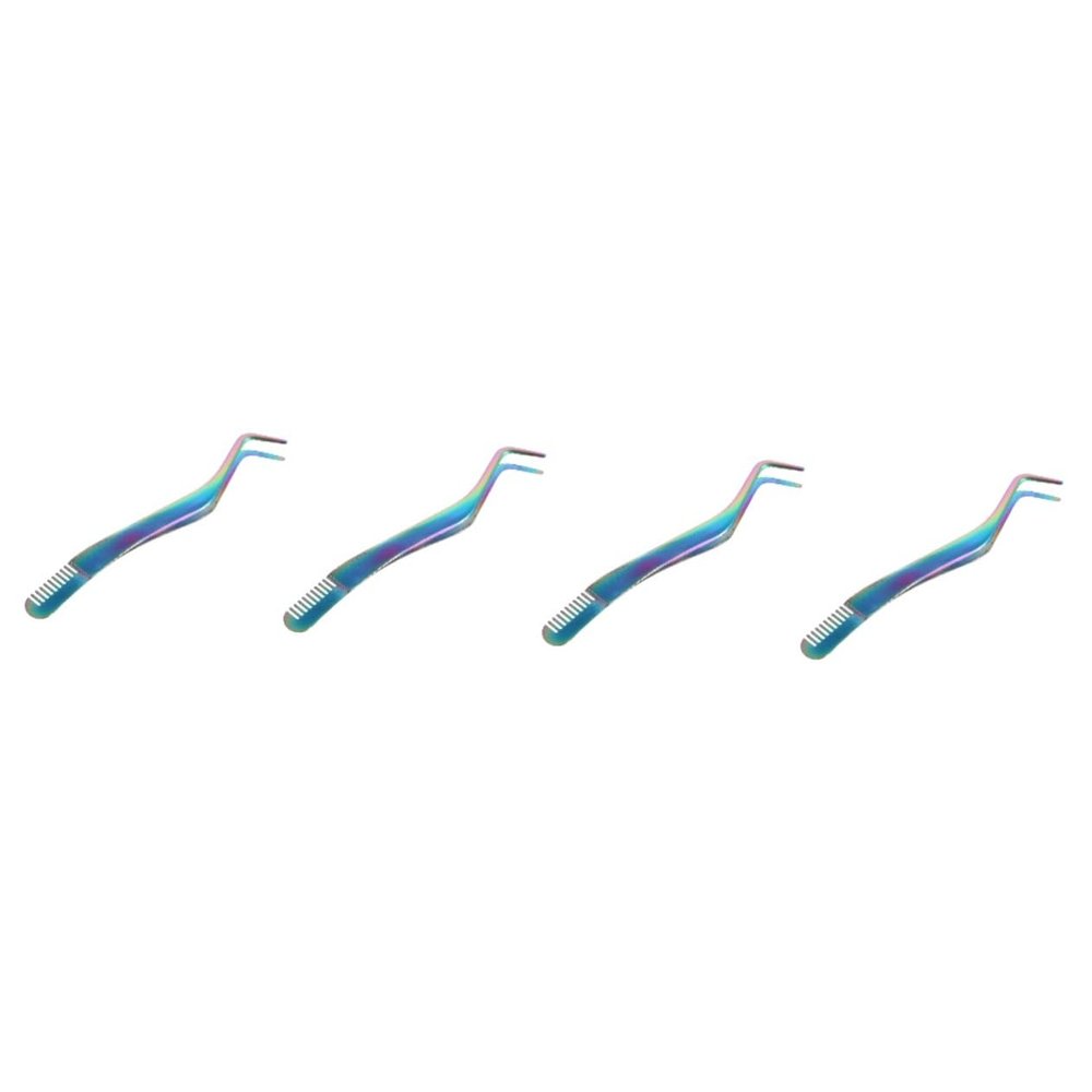 FRCOLOR 4-Piece Eyelash Tweezer Applicator with Comb for Applying and Removing Eyelash Extensions and False Eyelashes