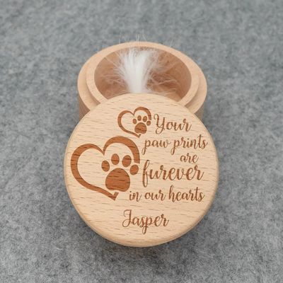 TENWEL Personalized Wooden Pet Memorial Box with Lid