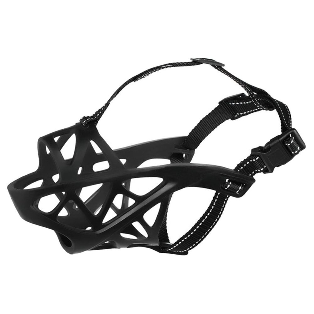 Black TPR Dog Muzzle with Buckle for Medium Dogs